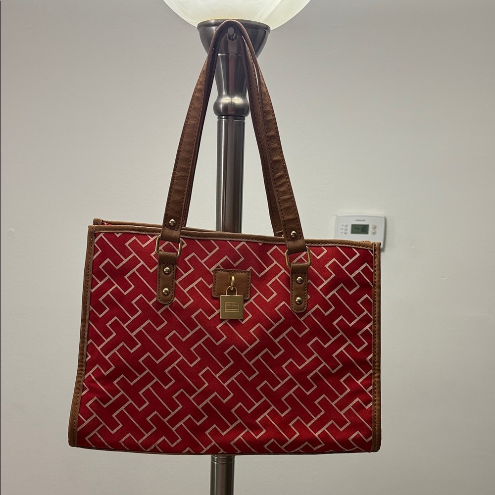 Tommy Hilfiger TH Logo Handbag Tote Multi Color Large Purse Shoulder Bag